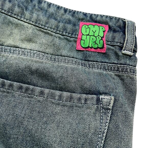 Y2K Empyre Sydney Petrol Wash Loose Fit Denim Shorts Women Sz 12 baggy loose - Picture 12 of 13